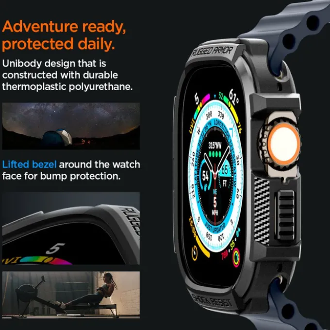 Etui Spigen Rugged Armor Apple Watch Ultra 49mm Ultra 2 Czarne