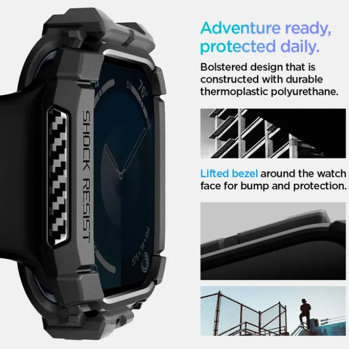 ETUI SPIGEN RUGGED ARMOR APPLE WATCH 10 (46 MM) MATTE BLACK