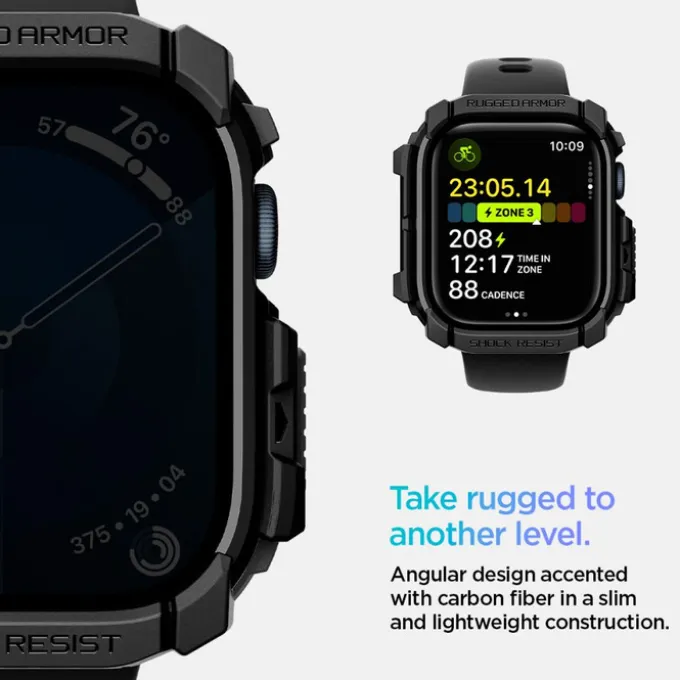 ETUI SPIGEN RUGGED ARMOR APPLE WATCH 10 (46 MM) MATTE BLACK