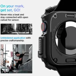 ETUI SPIGEN RUGGED ARMOR APPLE WATCH 10 (42 MM) MATTE BLACK