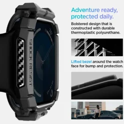 ETUI SPIGEN RUGGED ARMOR APPLE WATCH 10 (42 MM) MATTE BLACK