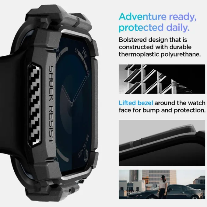 ETUI SPIGEN RUGGED ARMOR APPLE WATCH 10 (42 MM) MATTE BLACK