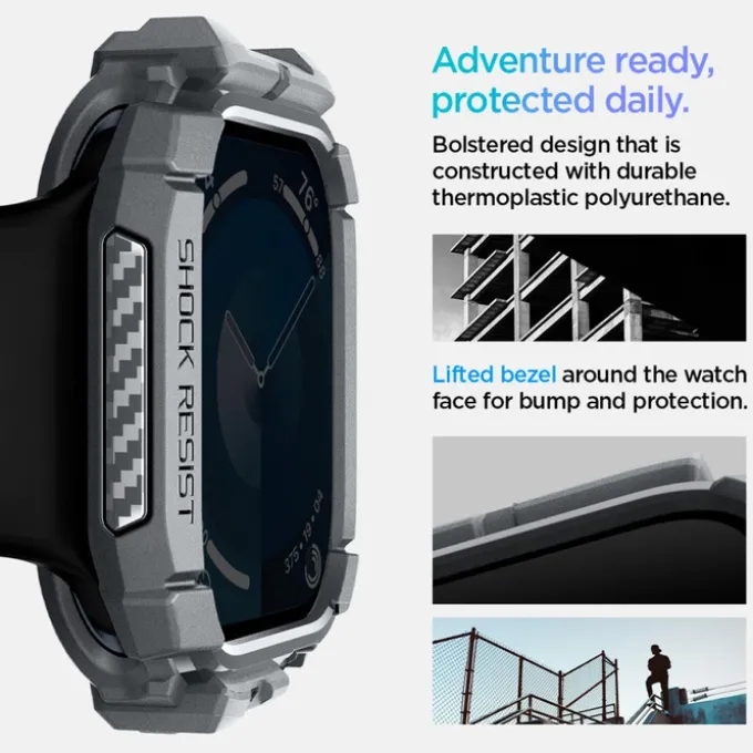 ETUI SPIGEN RUGGED ARMOR APPLE WATCH 10 (46 MM) DARK GREY
