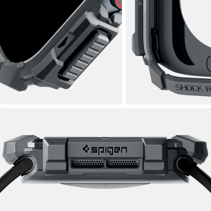 ETUI SPIGEN RUGGED ARMOR APPLE WATCH 10 (46 MM) DARK GREY