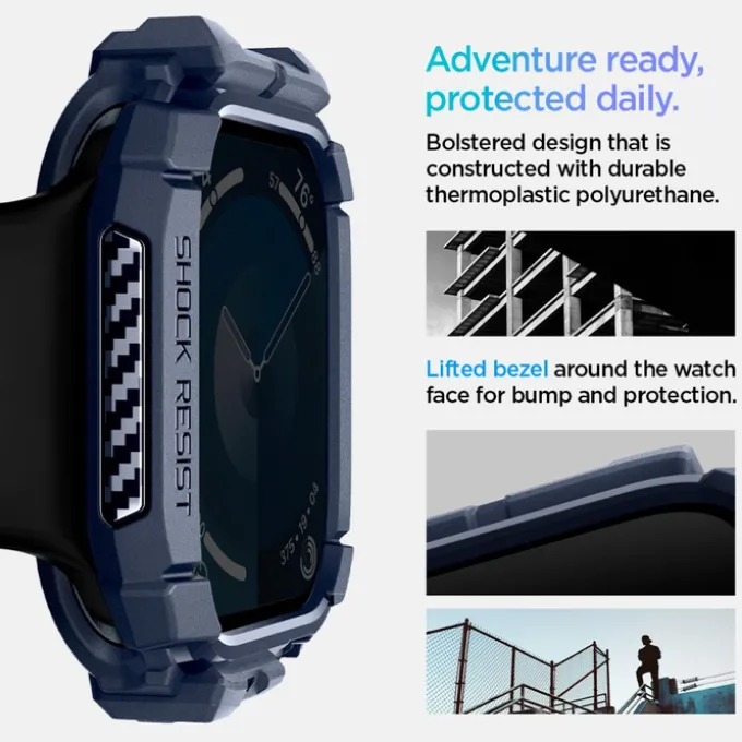 ETUI SPIGEN RUGGED ARMOR APPLE WATCH 10 (46 MM) NAVY BLUE