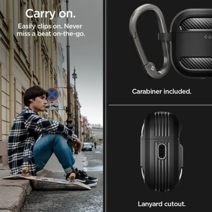 Etui Spigen Rugged Armor Apple Airpods Pro 1 / 2 Matte Black Case