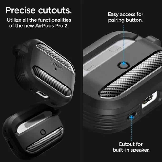 Etui Spigen Rugged Armor Apple Airpods Pro 1 / 2 Matte Black Case