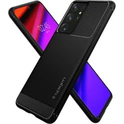 Etui SPIGEN Rugged Armor Galaxy S21 Ultra Matte Black Czarne Case