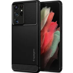 Etui SPIGEN Rugged Armor Galaxy S21 Ultra Matte Black Czarne Case