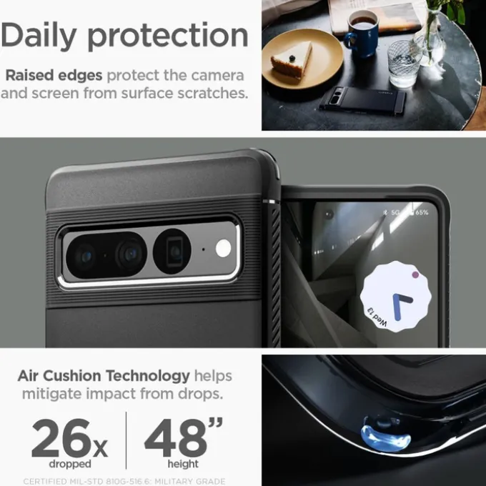 ETUI SPIGEN RUGGED ARMOR GOOGLE PIXEL 7 PRO MATTE BLACK