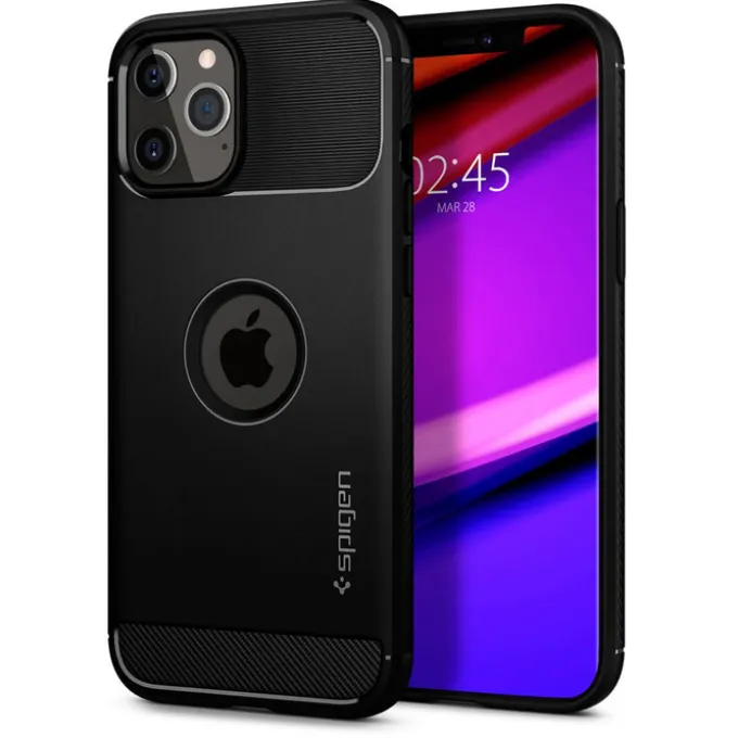 Etui SPIGEN Rugged Armor iPhone 12 12 Pro Matte Black Czarne Case
