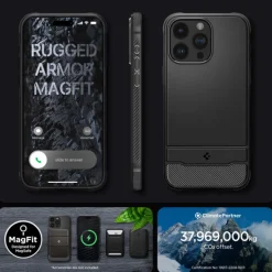 Etui Spigen Rugged Armor Mag Magsafe iPhone 15 Pro Max Matte Black Czarny Case