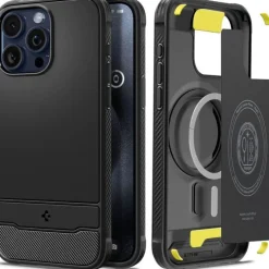 Etui Spigen Rugged Armor Mag Magsafe iPhone 15 Pro Max Matte Black Czarny Case
