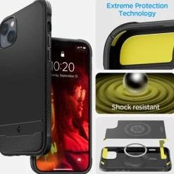 Etui Spigen Rugged Armor Mag Magsafe iPhone 14 Matte Black Czarny Case