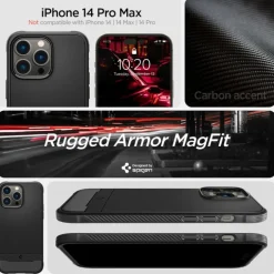 Etui Spigen Rugged Armor Mag Magsafe iPhone 14 Pro Max Matte Black Czarny Case