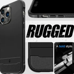 Etui Spigen Rugged Armor Mag Magsafe iPhone 14 Pro Max Matte Black Czarny Case
