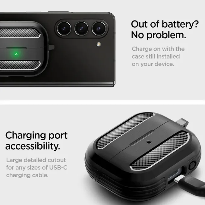 ETUI SPIGEN RUGGED ARMOR SAMSUNG GALAXY BUDS 3 / 3 PRO MATTE BLACK