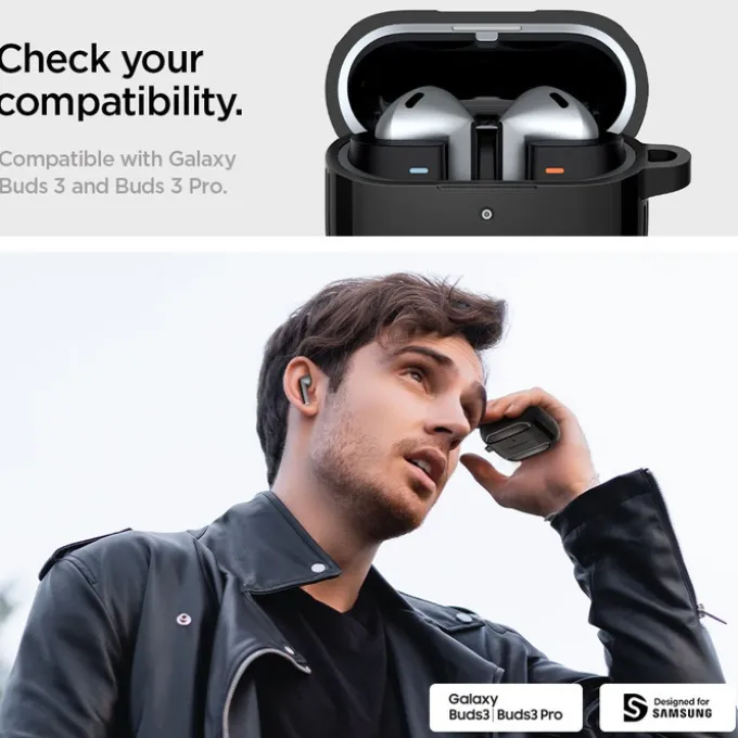 ETUI SPIGEN RUGGED ARMOR SAMSUNG GALAXY BUDS 3 / 3 PRO MATTE BLACK