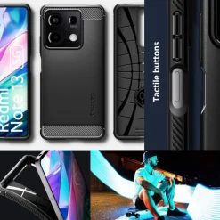 Etui Spigen Rugged Armor Xiaomi Redmi Note 13 5g Matte Black Case