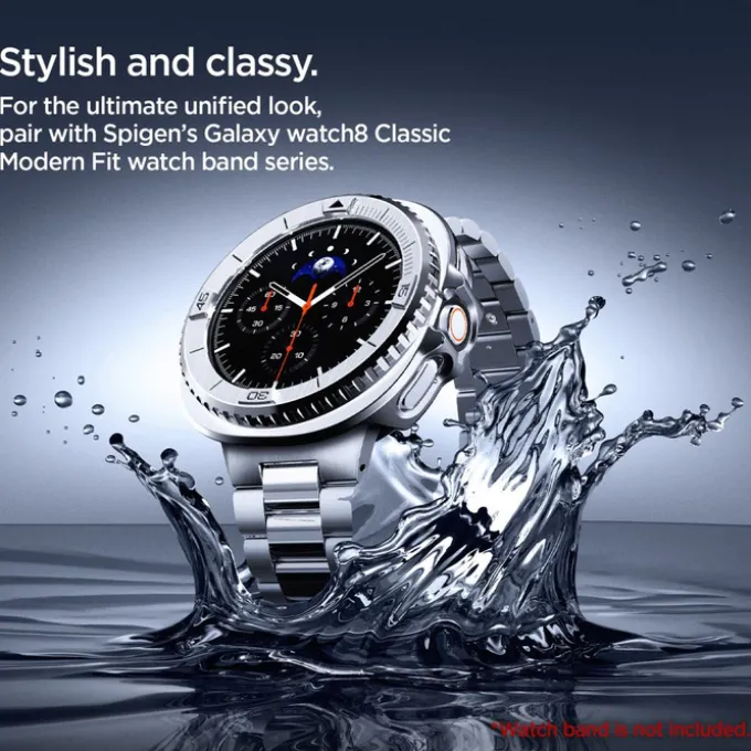 ETUI SPIGEN SAMSUNG GALAXY WATCH 8 CLASSIC (46 MM) BEZEL TUNE PRO PILOT SILVER