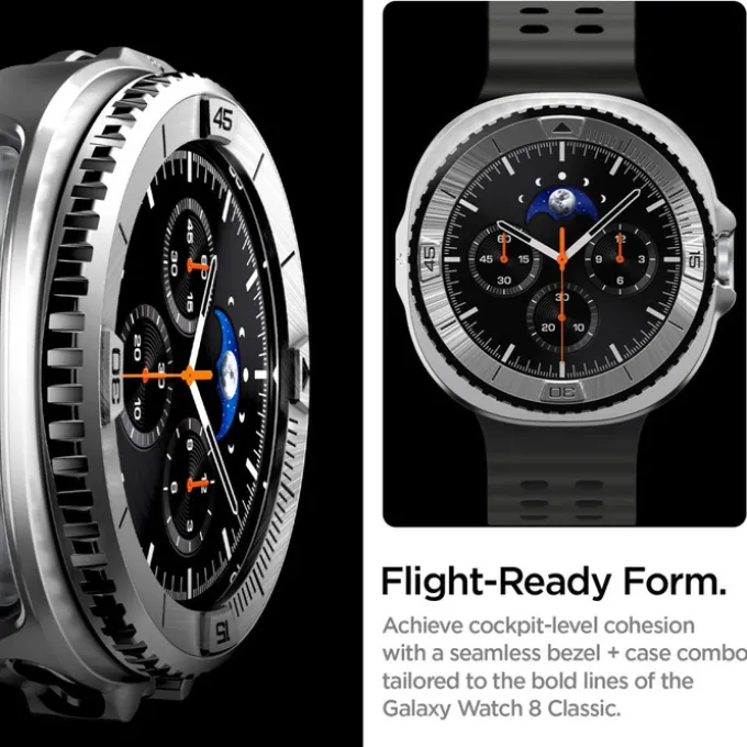 ETUI SPIGEN SAMSUNG GALAXY WATCH 8 CLASSIC (46 MM) BEZEL TUNE PRO PILOT SILVER
