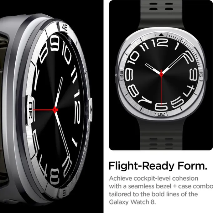 ETUI SPIGEN SAMSUNG GALAXY WATCH 8 (44 MM) BEZEL TUNE PRO PILOT RAMKA SILVER