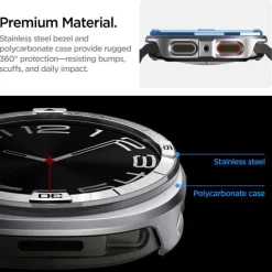 ETUI SPIGEN SAMSUNG GALAXY WATCH 8 (44 MM) BEZEL TUNE PRO PILOT RAMKA SILVER