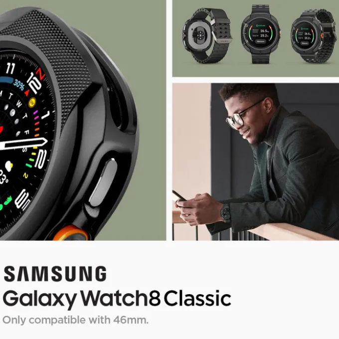 ETUI SPIGEN SAMSUNG GALAXY WATCH 8 CLASSIC 46 MM LIQUID AIR MATTE CZARNE