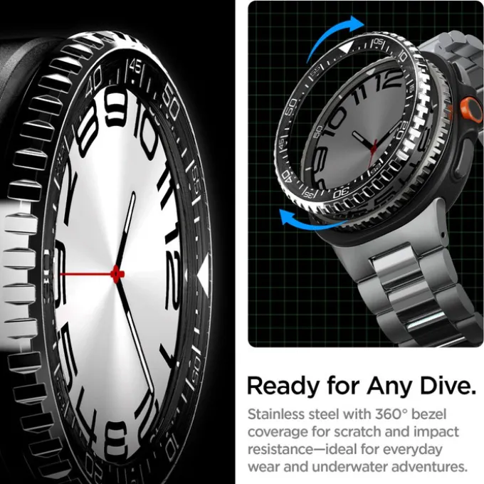 ETUI SPIGEN SAMSUNG GALAXY WATCH 8 CLASSIC (46 MM) BEZEL TUNE PRO DIVER BLACK