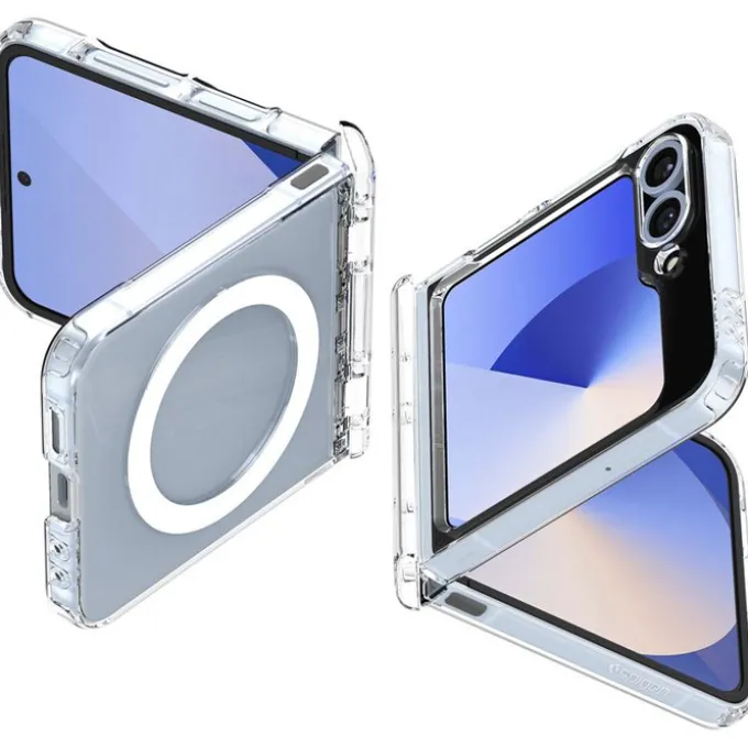 ETUI SPIGEN SAMSUNG GALAXY Z FLIP 7 FE Z FLIP 6 ULTRA HYBRID PRO MAGSAFE CLEAR WHITE