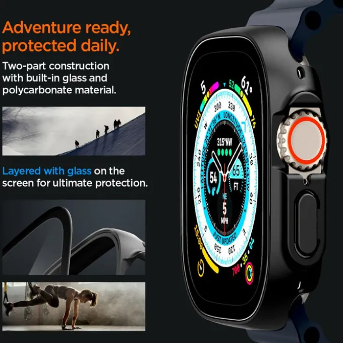 Etui Spigen Thin Fit 360 Apple Watch Ultra 49mm Ultra 2 Czarne
