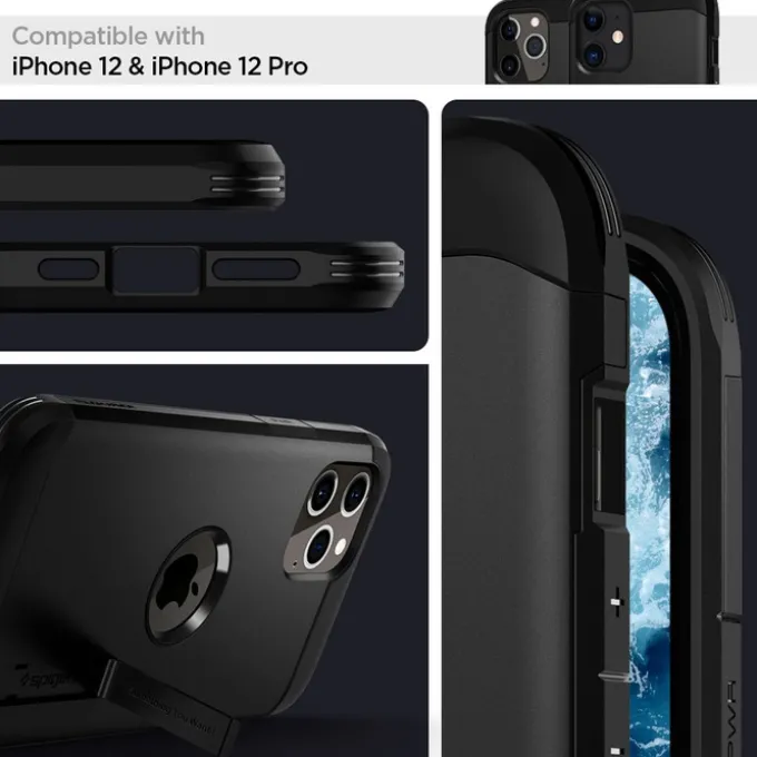 Etui SPIGEN Tough Armor iPhone 12 12 Pro Black Czarne Case