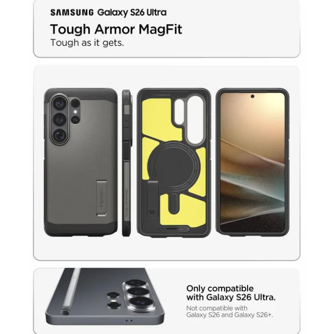ETUI SPIGEN TOUGH ARMOR MAG SAMSUNG GALAXY S26 ULTRA MAGSAFE GUNMETAL