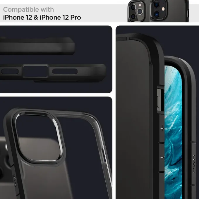Etui SPIGEN Ultra Hybrid iPhone 12 12 Pro Matte Black Czarne Case