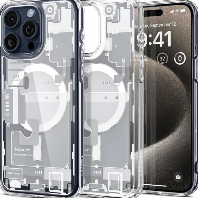Etui Spigen Ultra Hybrid Mag Magsafe iPhone 15 Pro Zero One White Case