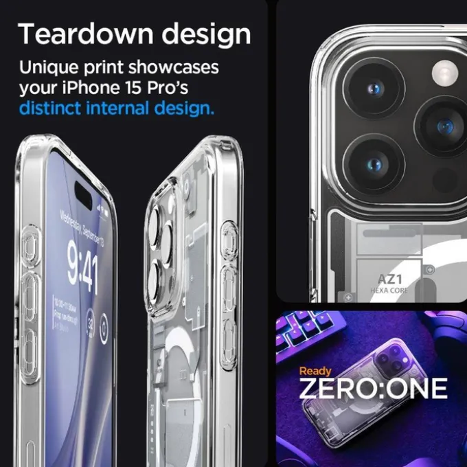 Etui Spigen Ultra Hybrid Mag Magsafe iPhone 15 Pro Zero One White Case