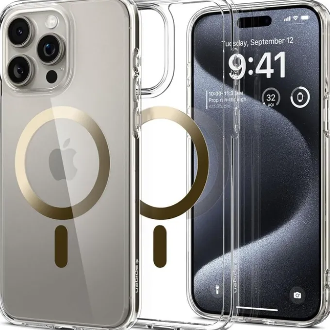 Etui Spigen Ultra Hybrid Mag Magsafe iPhone 15 Pro Gold Case