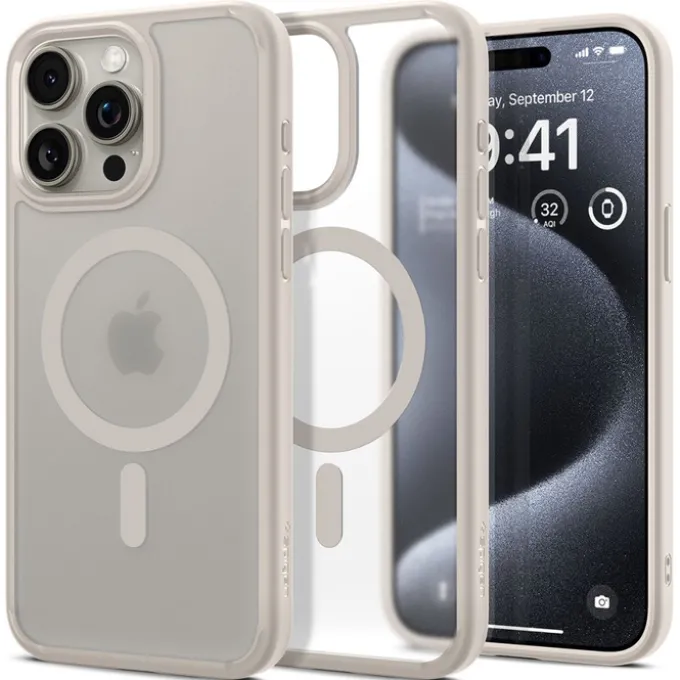 Etui Spigen Ultra Hybrid Mag Magsafe iPhone 15 Pro Max Frost Natural Titanium Case
