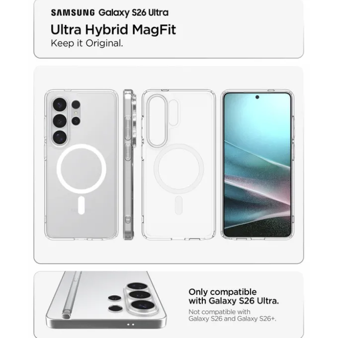ETUI SPIGEN ULTRA HYBRID MAG SAMSUNG GALAXY S26 ULTRA MAGSAFE CLEAR/WHITE