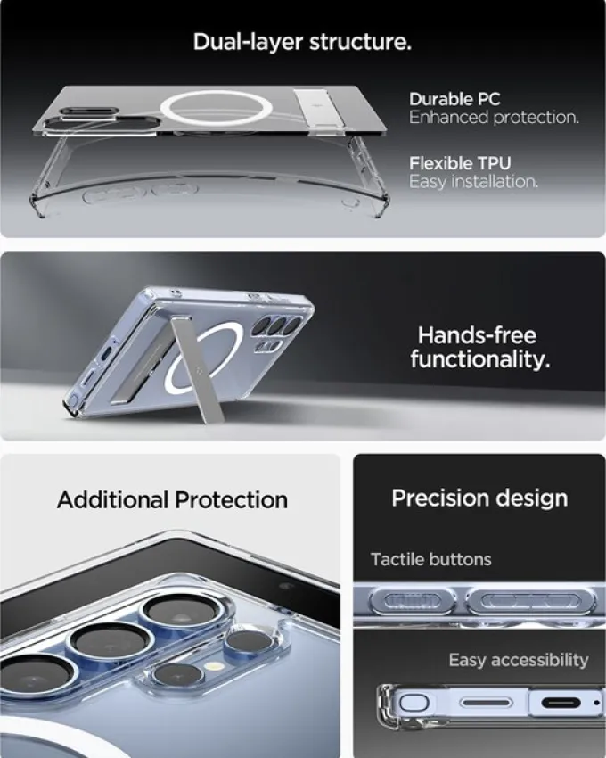 ETUI SPIGEN ULTRA HYBRID S MAGSAFE SAMSUNG GALAXY S25 ULTRA CLEAR WHITE
