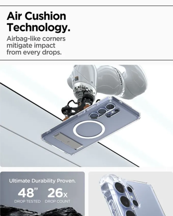 ETUI SPIGEN ULTRA HYBRID S MAGSAFE SAMSUNG GALAXY S25 ULTRA CLEAR WHITE