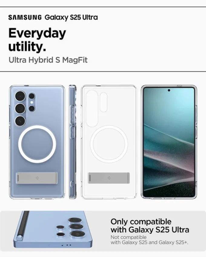 ETUI SPIGEN ULTRA HYBRID S MAGSAFE SAMSUNG GALAXY S25 ULTRA CLEAR WHITE