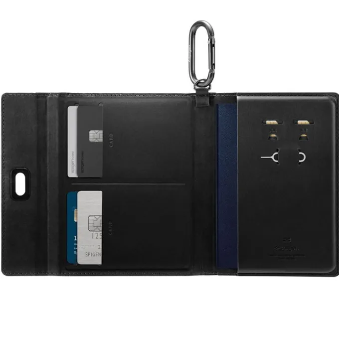 ETUI SPIGEN UNIVERSAL AIRTAG PASSPORT HOLDER BLACK