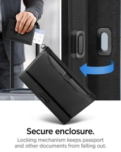 ETUI SPIGEN UNIVERSAL AIRTAG PASSPORT HOLDER BLACK