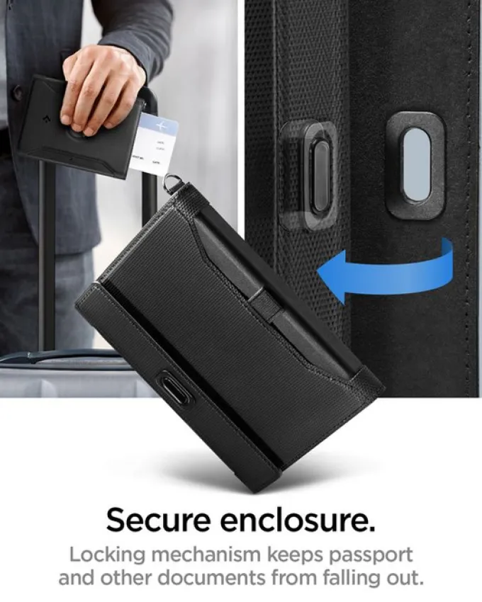 ETUI SPIGEN UNIVERSAL AIRTAG PASSPORT HOLDER BLACK