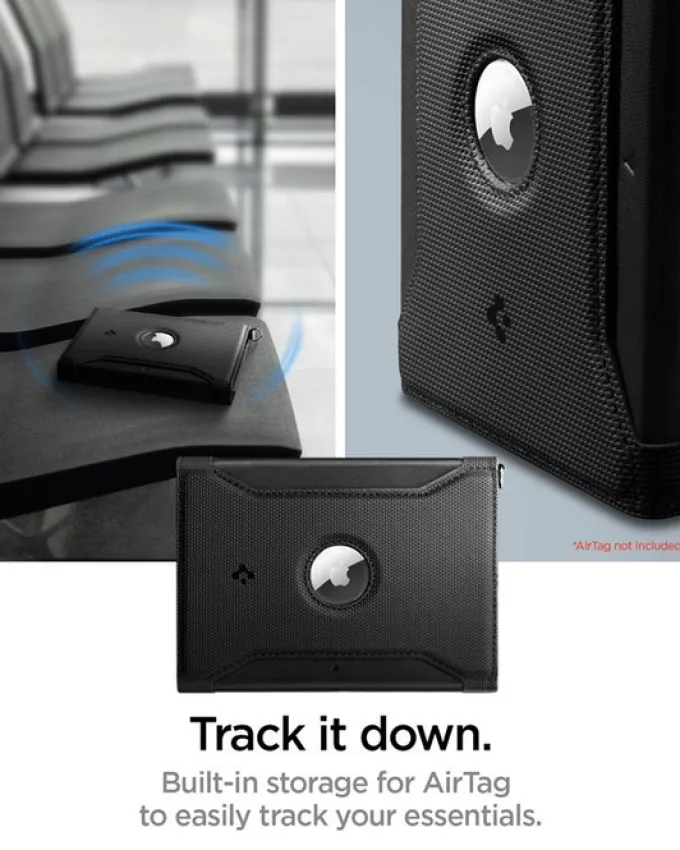 ETUI SPIGEN UNIVERSAL AIRTAG PASSPORT HOLDER BLACK