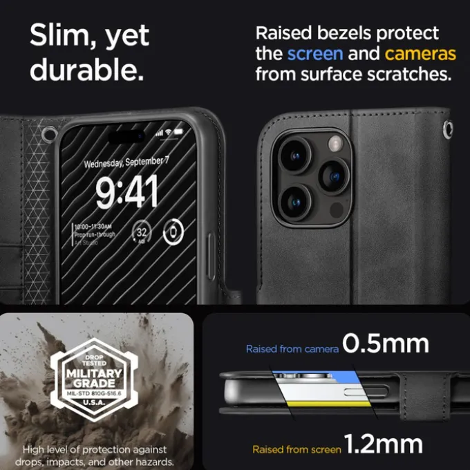 Etui Spigen Wallet ”s” Pro iPhone 15 Pro Black Case