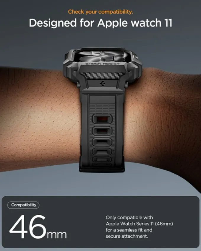 ETUI Z PASKIEM SPIGEN APPLE WATCH 11 46MM RUGGED ARMOR PRO 2 MATTE BLACK