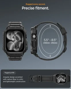 ETUI Z PASKIEM SPIGEN APPLE WATCH 11 46MM RUGGED ARMOR PRO 2 MATTE BLACK