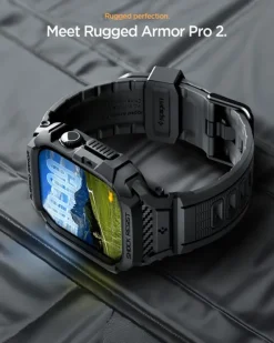 ETUI Z PASKIEM SPIGEN APPLE WATCH 11 46MM RUGGED ARMOR PRO 2 MATTE BLACK